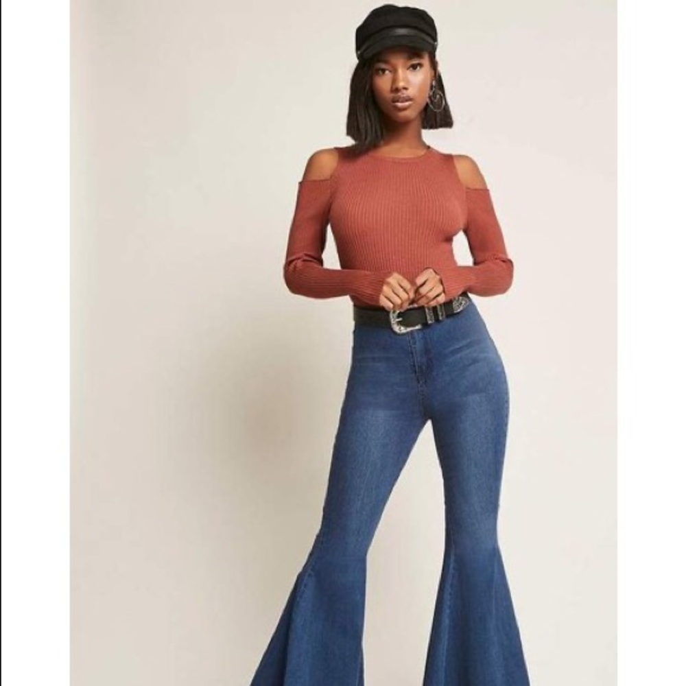 Knit Cold Shoulder Ribbed Bodysuit - Picture 6 of 12